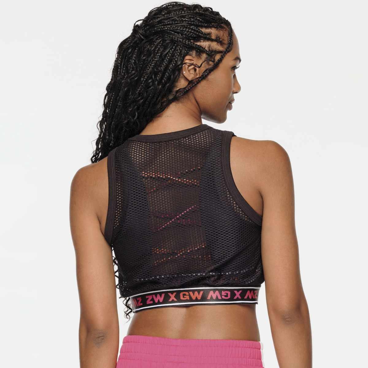ZW X GW Crop Mesh Tank With Elastic Waistband
