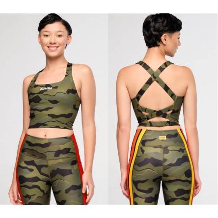 Zumba Explore Square Neck Tank Bra - Olive Expedition
