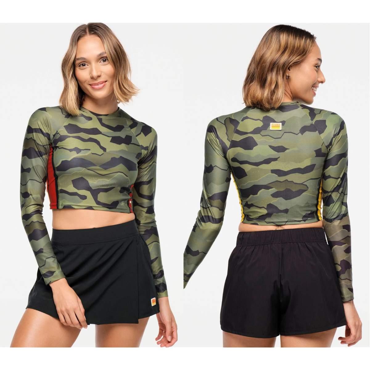 Zumba Explore Long Sleeve Crew Neck Top - Olive Expedition