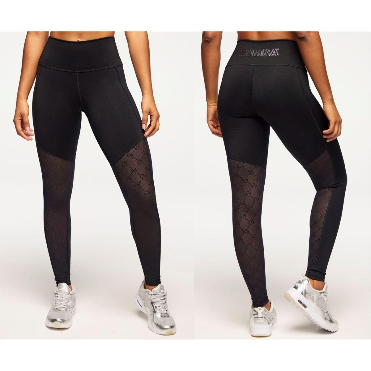 Zumba Runway High Waisted Ankle Leggings With Mesh Inserts