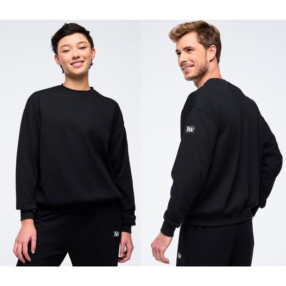 Zumba Haus Oversized Pullover Waffle Sweatshirt