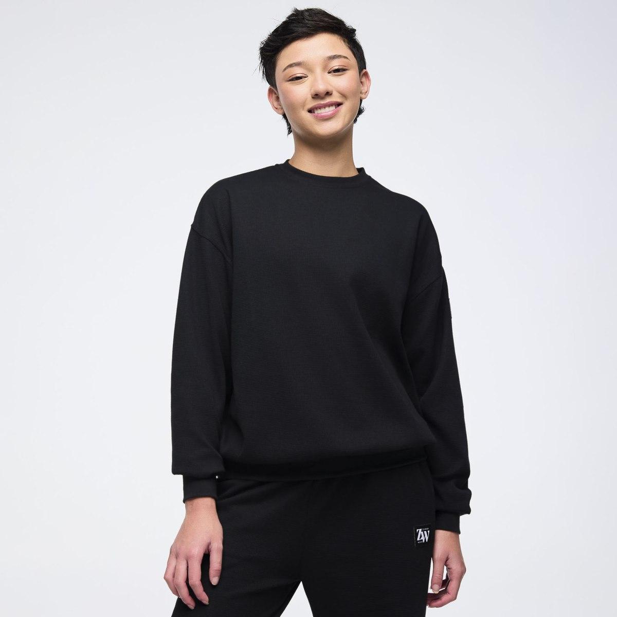 Zumba Haus Oversized Pullover Waffle Sweatshirt