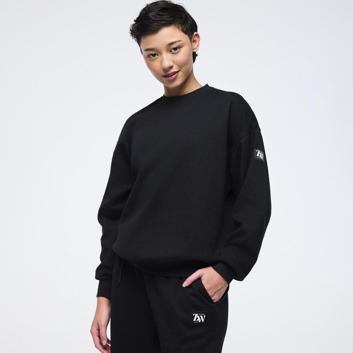Zumba Haus Oversized Pullover Waffle Sweatshirt