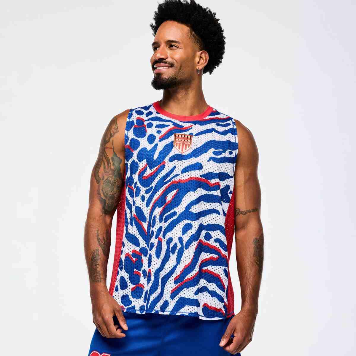 Victory Crew Neck Muscle Tank - White/Blue