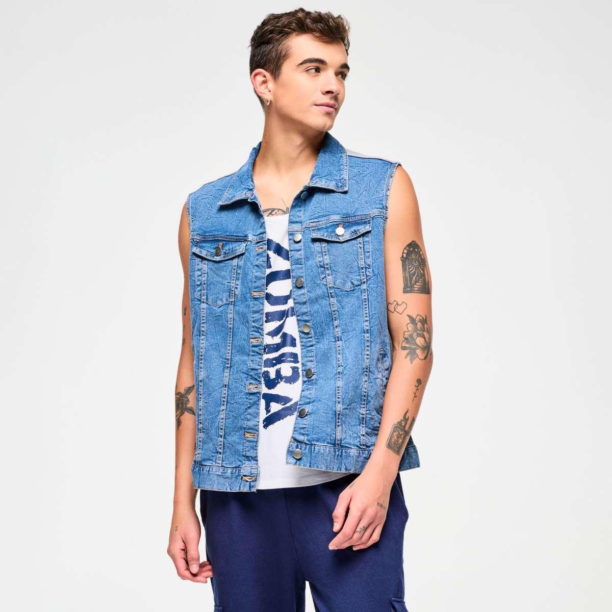 Blue Jean Long Denim Vest