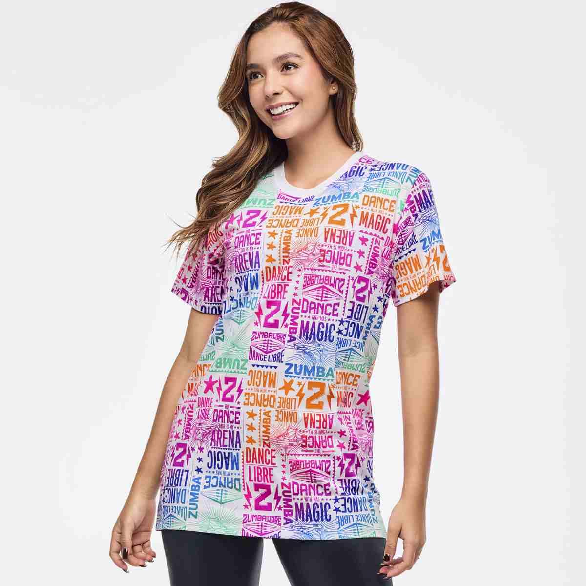 Zumba Libre Crew Neck Tee - White/Pink
