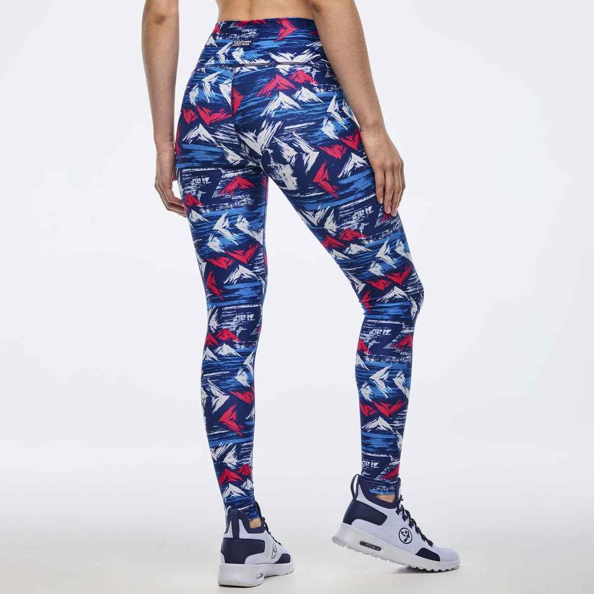 Apres Zumba High Waisted Ankle Leggings - Blue/White