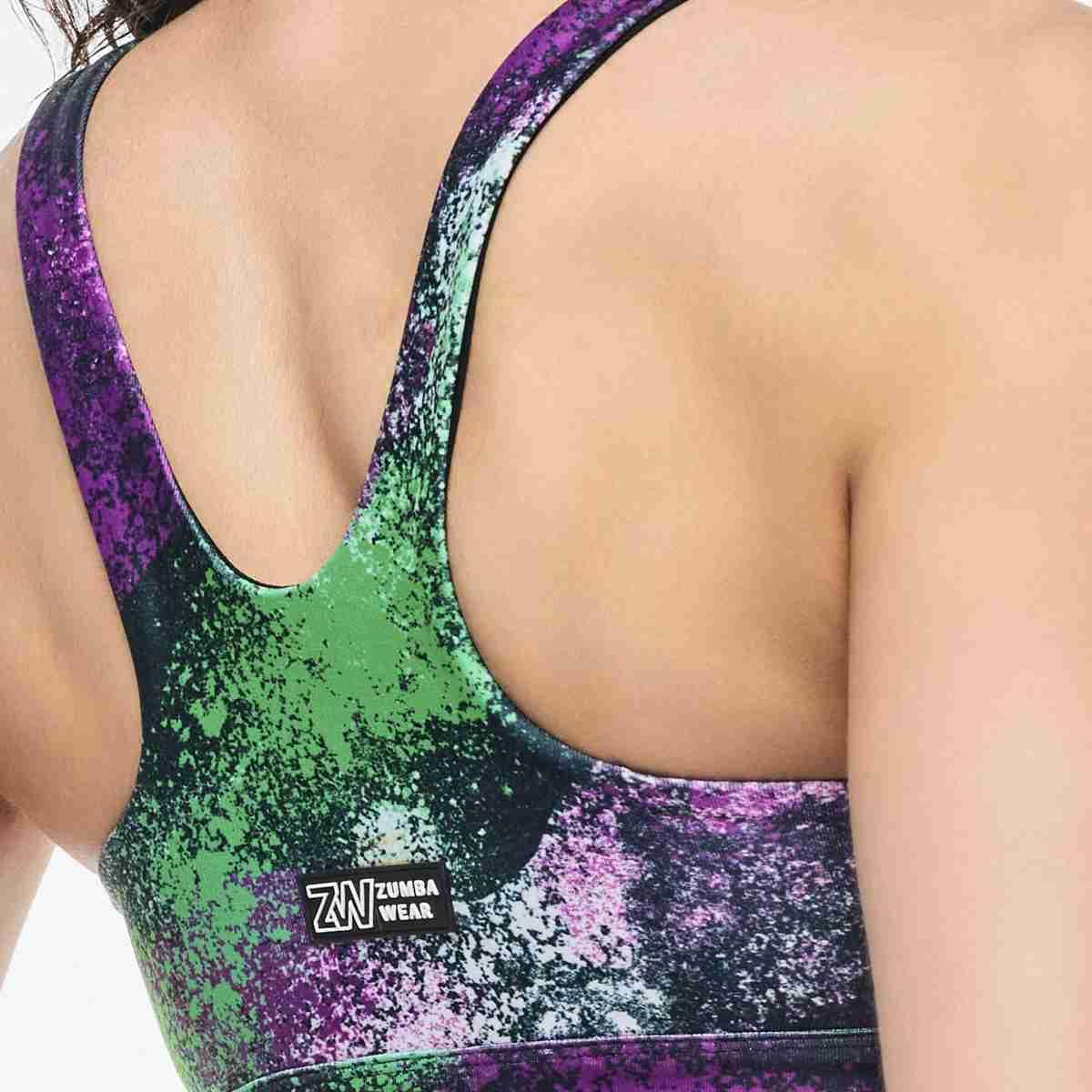 Apres Zumba Racerback Bra With Encased Elastic - Green/Purple