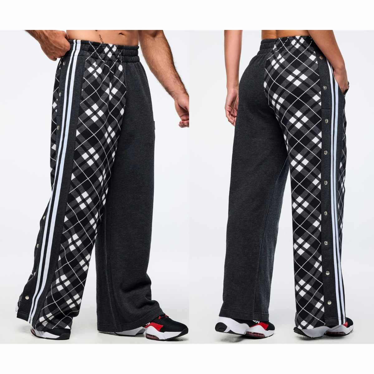 Eastern Flavor Wide Leg Pants With Wide Side Snap Placket