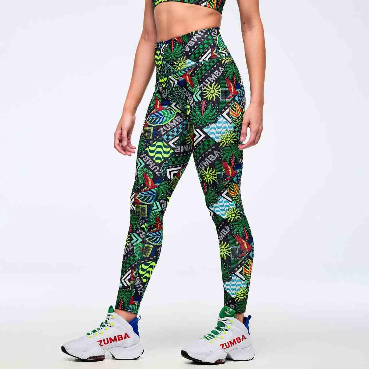 Latin Movement Z-Lift High Waisted Ankle Leggings - Black/Green