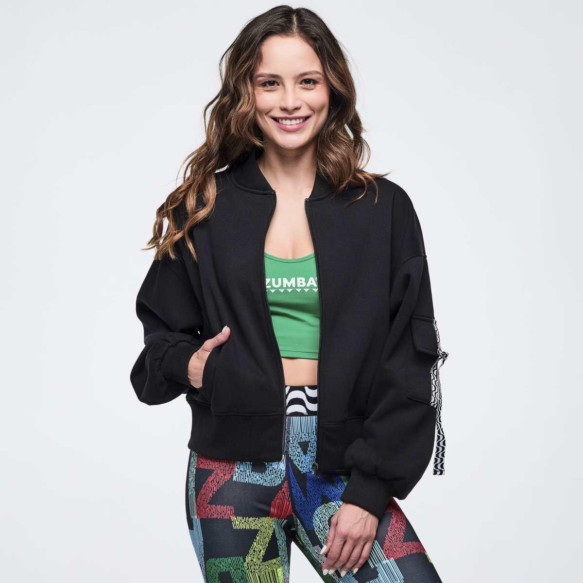 Latin Movement Drop Shoulder Zip-Up Jacket