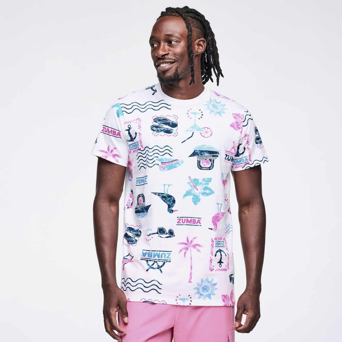 Zumba Cruise Unisex Tee - White/Blue