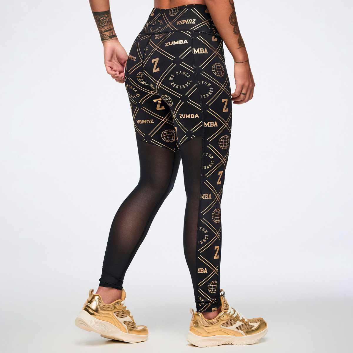 Worldwide High Waisted Ankle Leggings With Mesh Inserts