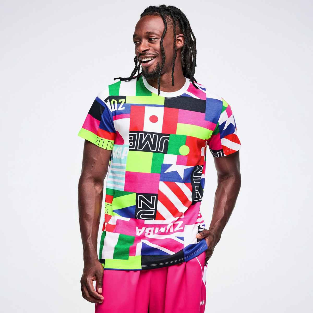 Worldwide Unisex Crew Neck Tee - White/Pink