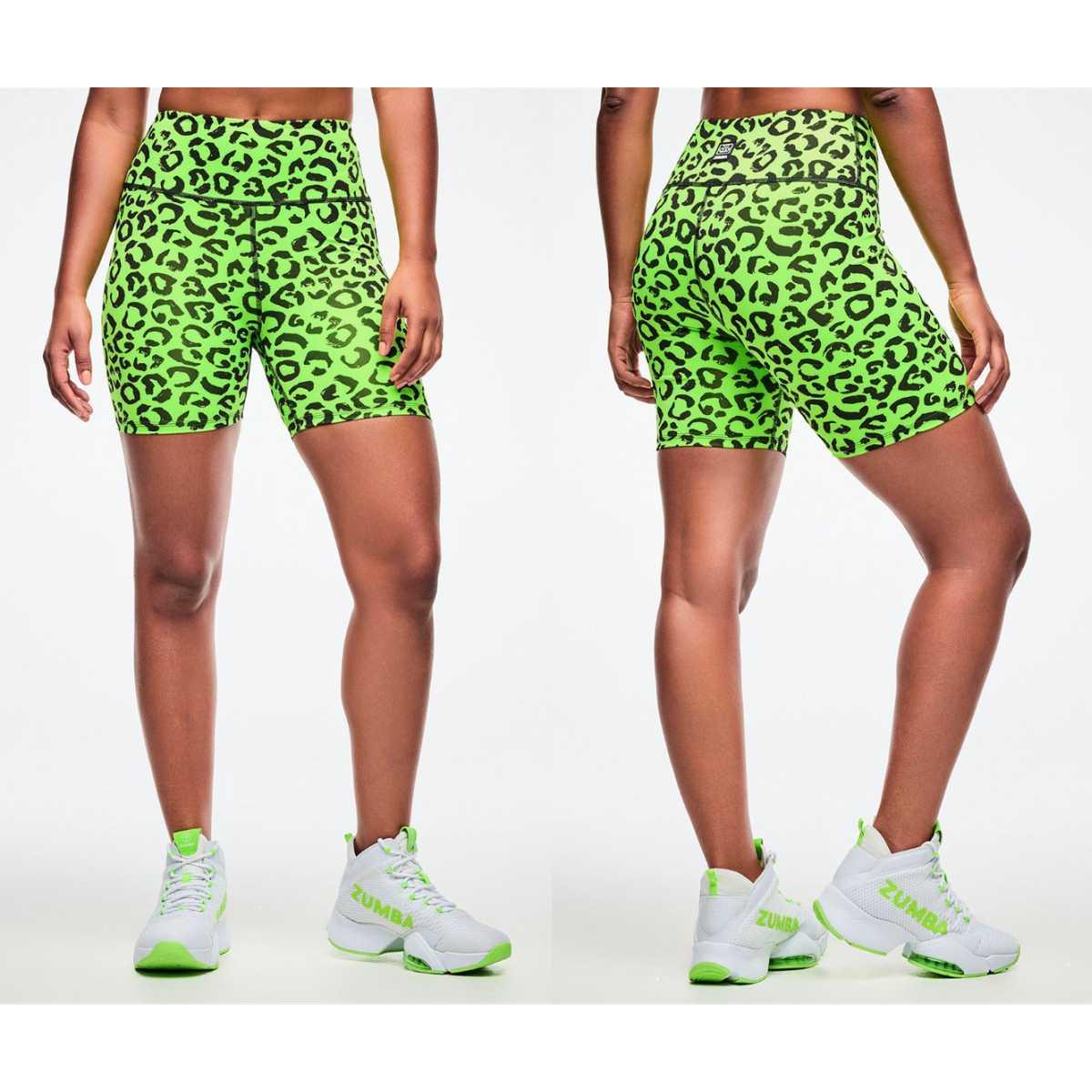 Dale-Z High Waisted Biker Shorts - Green/Black