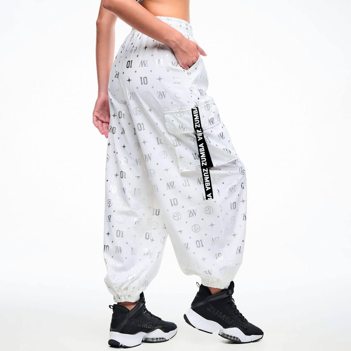 Dale-Z Parachute Cargo Pants - White/Silver