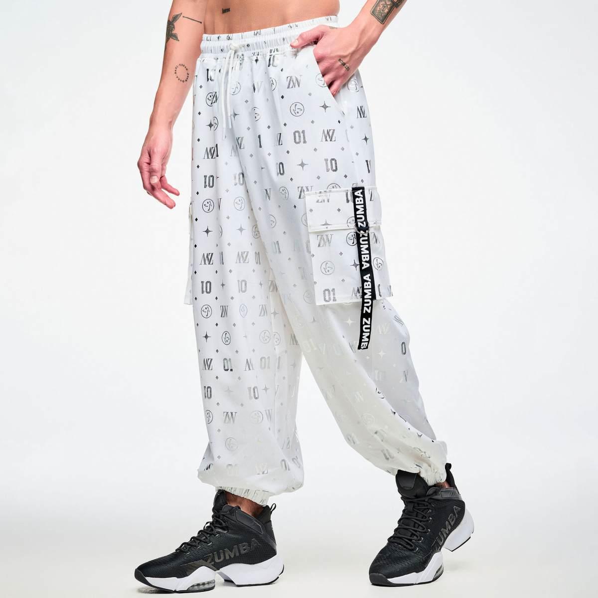 Dale-Z Parachute Cargo Pants - White/Silver