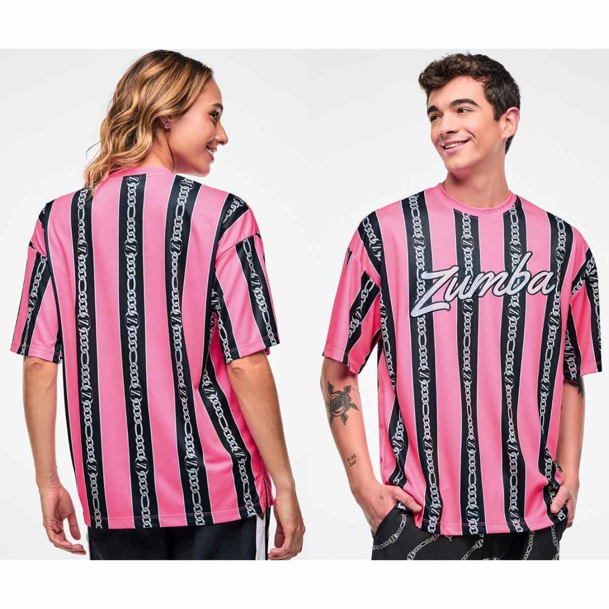 Dale-Z Oversized Drop Shoulder Tee - Pink/Black