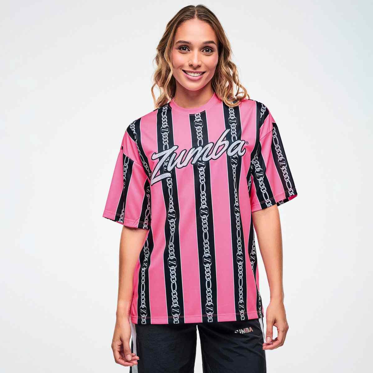 Dale-Z Oversized Drop Shoulder Tee - Pink/Black