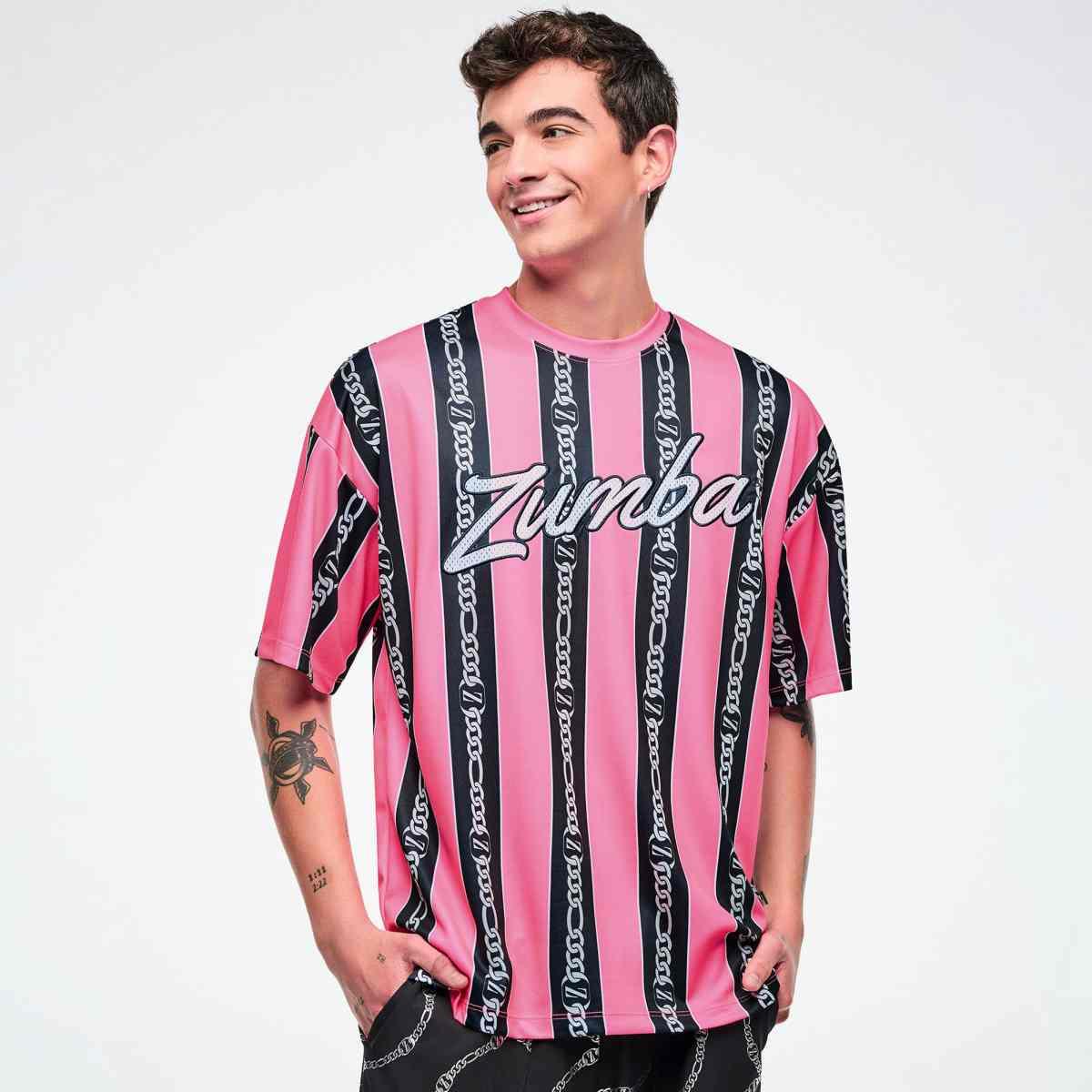 Dale-Z Oversized Drop Shoulder Tee - Pink/Black