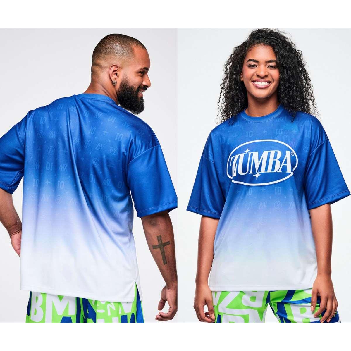 Dale-Z Oversized Drop Shoulder Tee -Blue/White
