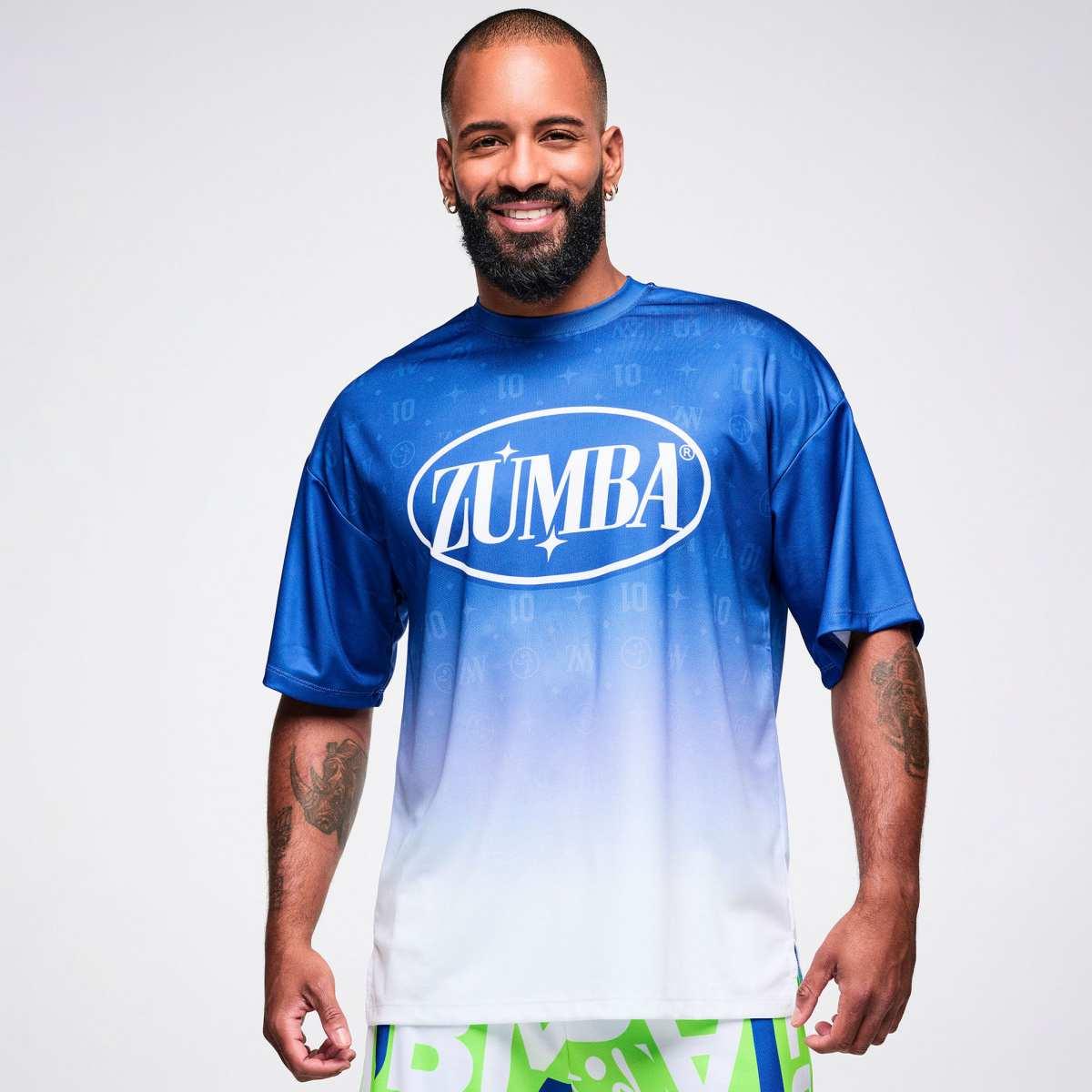 Dale-Z Oversized Drop Shoulder Tee -Blue/White