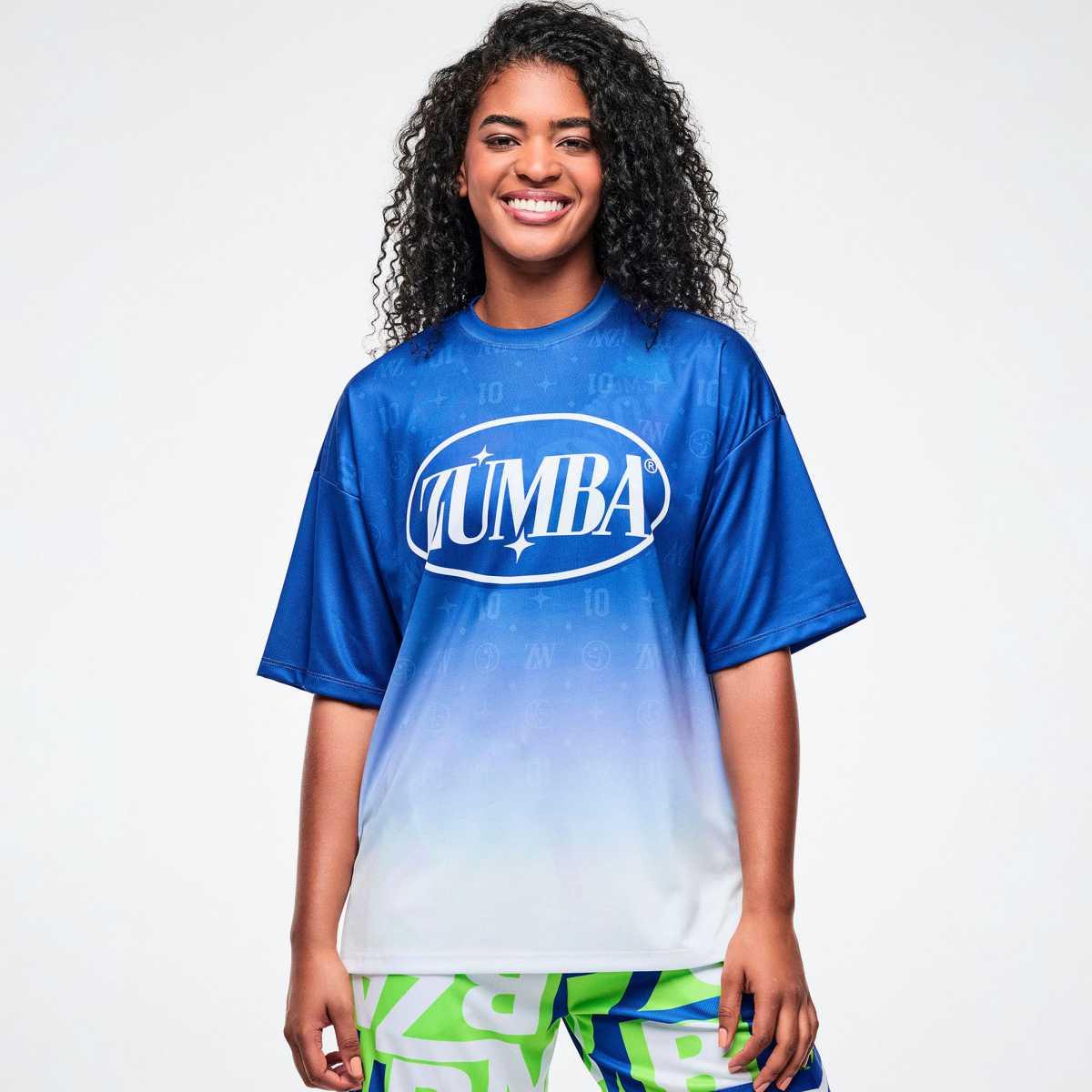 Dale-Z Oversized Drop Shoulder Tee -Blue/White