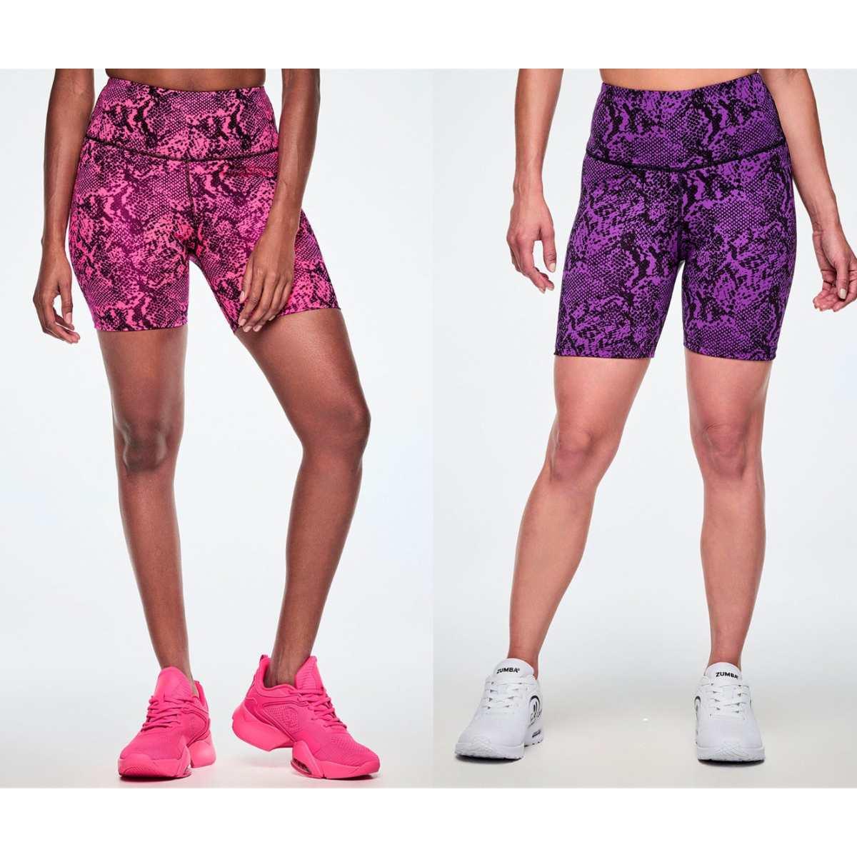 Rock 'n' Roll High Waisted Biker Shorts - Pink/Black