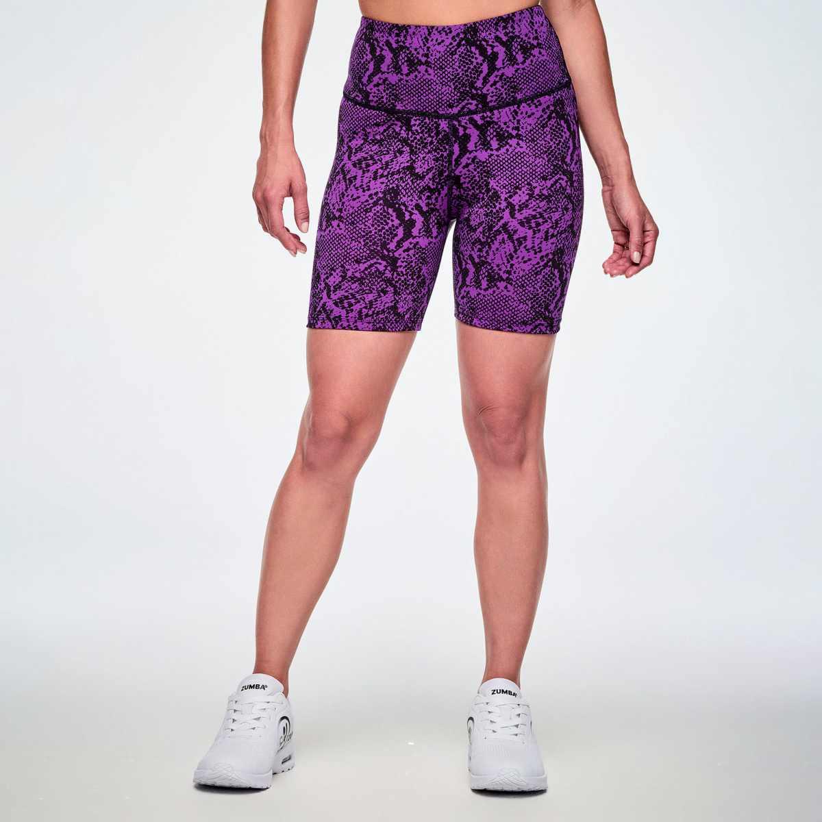 Rock 'n' Roll High Waisted Biker Shorts - Pink/Black