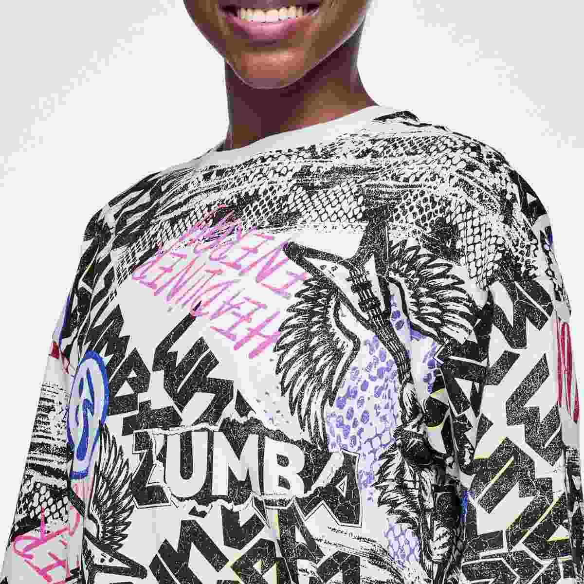 Rock 'n' Roll Oversized Drop Shoulder Tee - White/Black