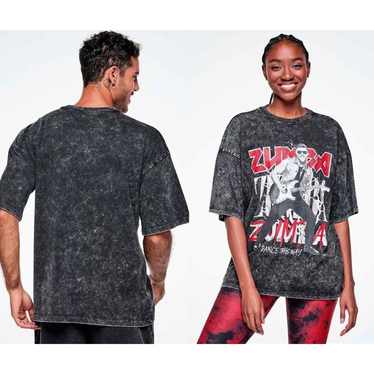 Rock 'n' Roll Oversized Drop Shoulder Tee - Black