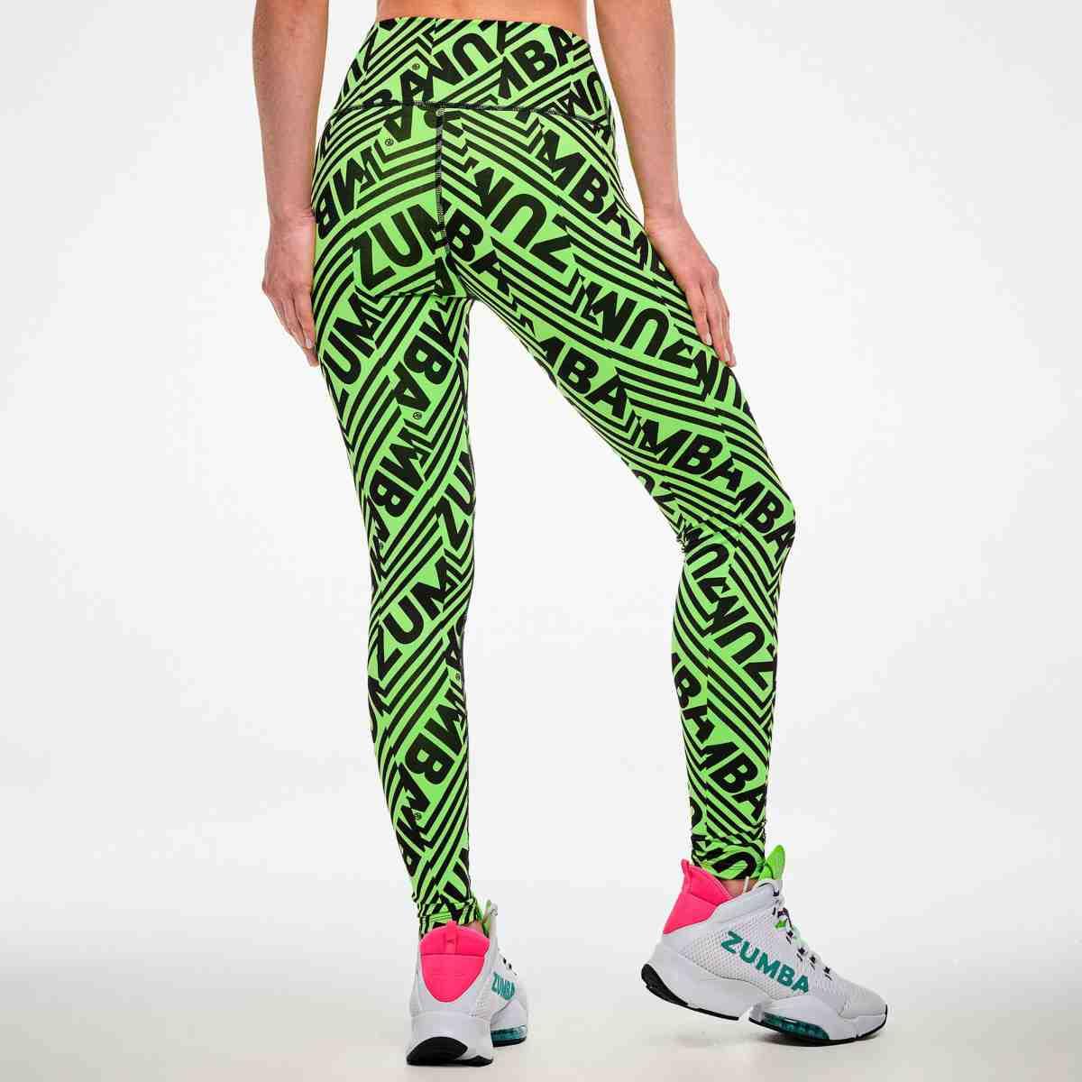 Electric Feel Z-Lift High Waisted Ankle Leggings - Green/Black