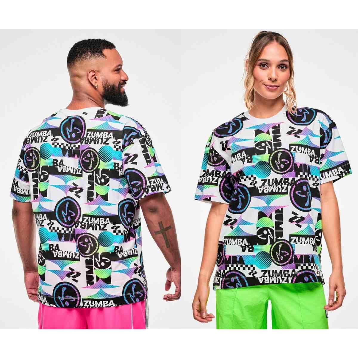 Electric Feel Unisex Oversized Top - White/Black