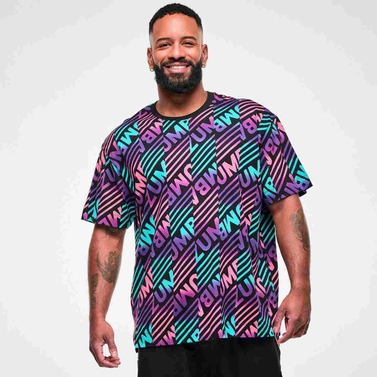 Electric Feel Unisex Oversized Top - Blue/Pink
