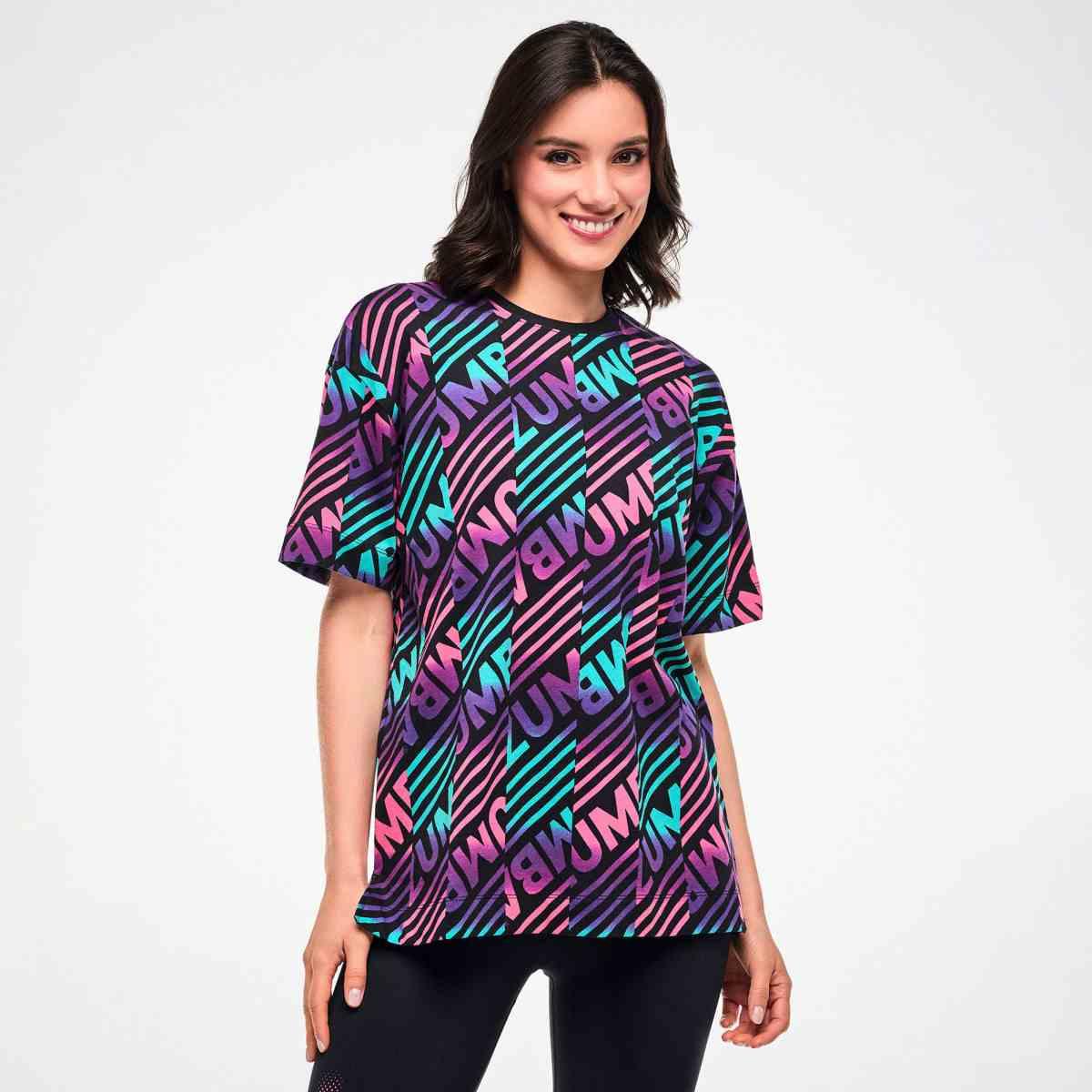 Electric Feel Unisex Oversized Top - Blue/Pink
