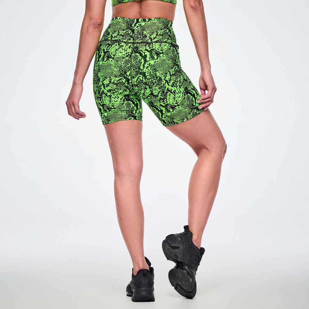 Ultrabright High Waisted Biker Shorts - Snakeskin