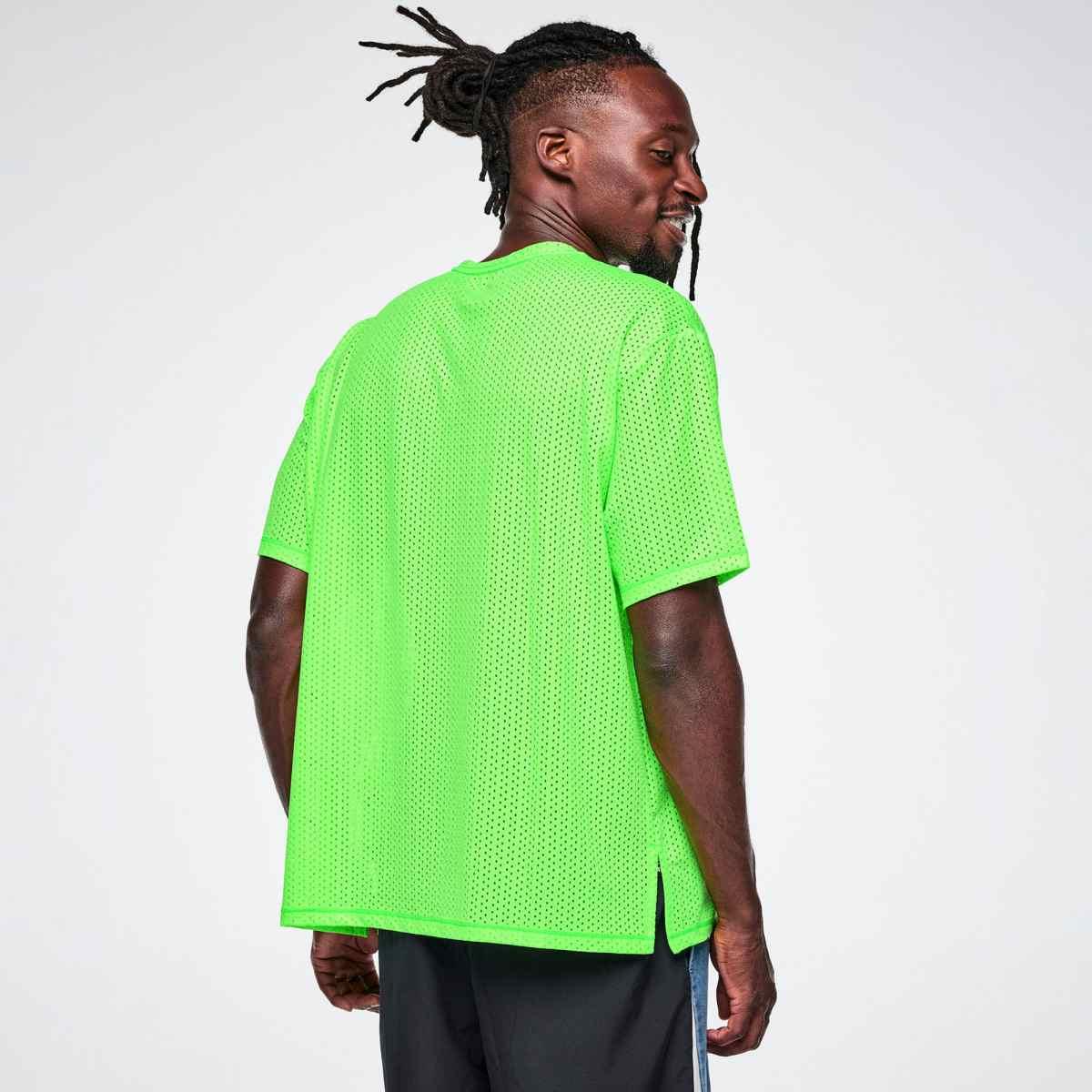 Ultrabright Mesh Boxy Top With Side Slits