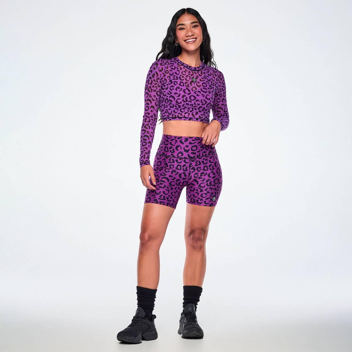 Ultrabright Long Sleeve Mesh Crop Top - Snakeskin