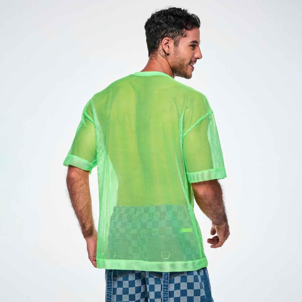 Ultrabright Oversized Mesh V-Neck Top